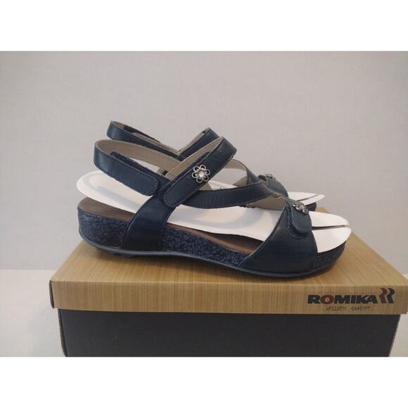 Romika Blue (Jeans)Leather Adjustable Slingback Sandals Fidschi US 6-6.5/EU 37 - Picture 3 of 13